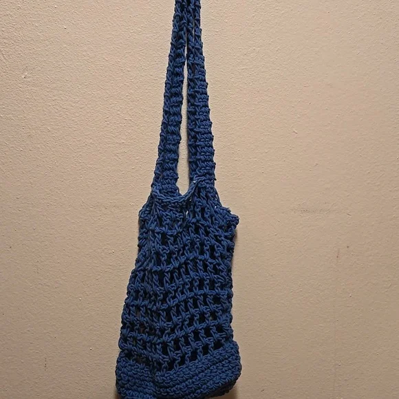 J. Crew Blue Crochet Tote Bag - Picture 1 of 4